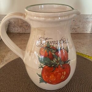 Ceramic wine water pitcher tomatoes garden motif